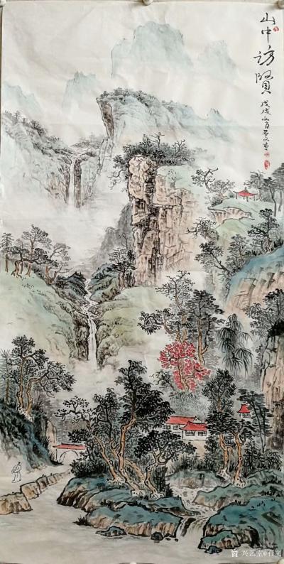 石不言日记-国画山水画作品欣赏《锦绣家园》，尺寸四尺竖幅68x138cm，创作时间戊戍年冬月【图2】