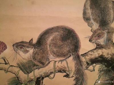 王征明日记-国画松鼠，尺寸四尺斗方68x68里米，朋友们都见多了我画的水意画，国画比较少作，【图2】