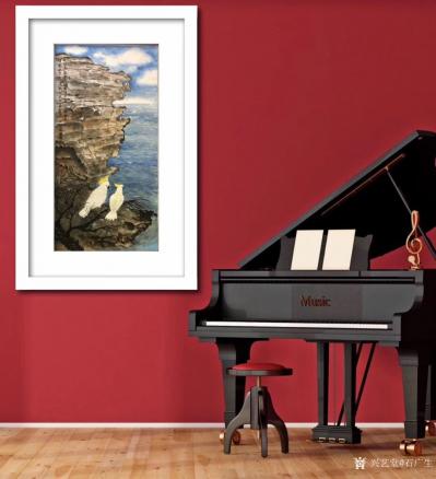 石广生日记-悉尼Watson Bay 写景，画断崖险处玄凤鹦鹉并赋诗补记：
黄冠高戴白衣仙【图2】