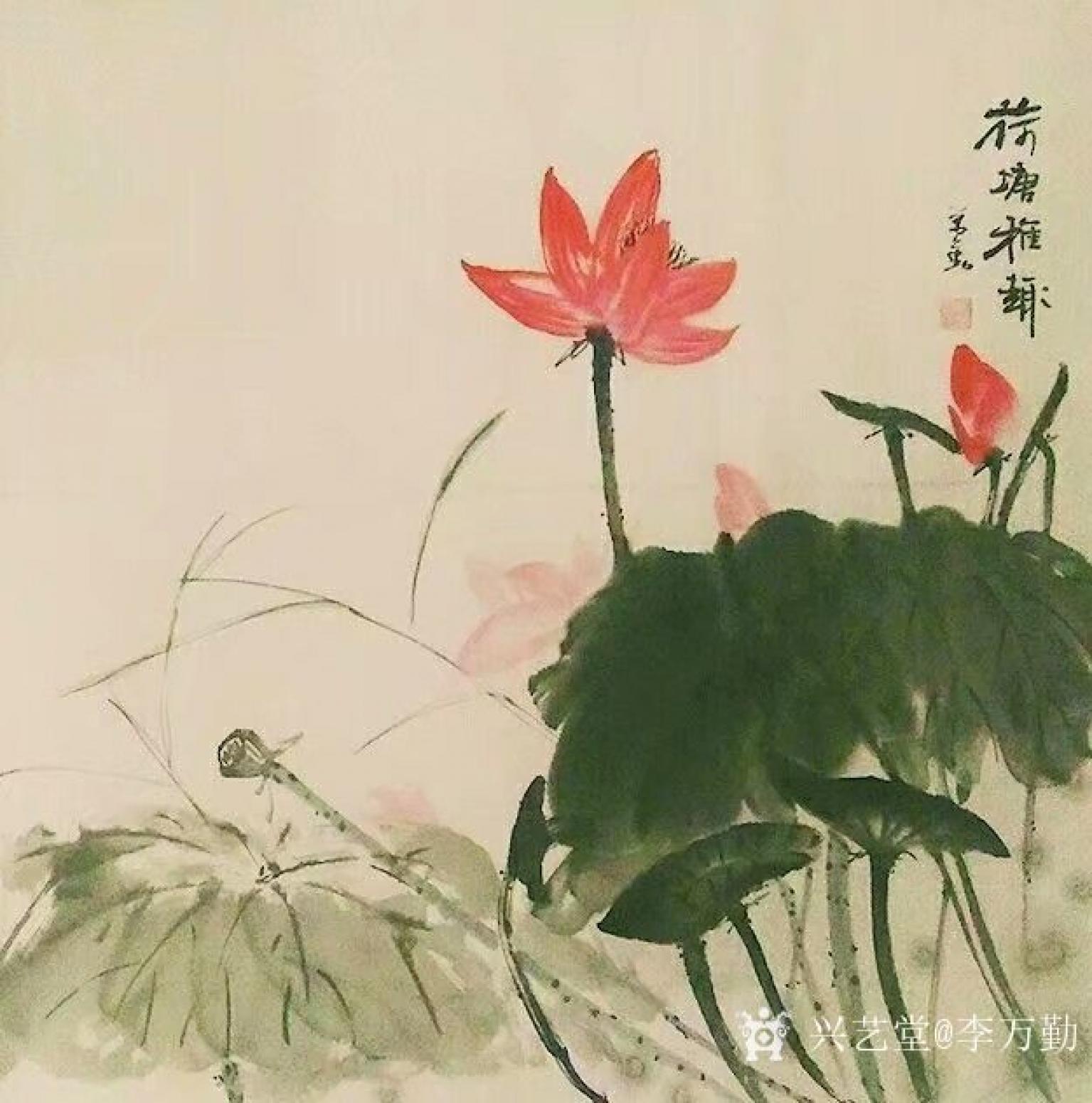 李万勤国画作品《荷塘雅趣》