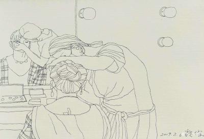 魏杰日记-人物速写作品欣赏，新年作品2月4日-8日，我喜欢人物速写，虽然是热热闹闹的春节，【图3】