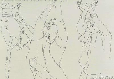 魏杰日记-人物速写作品欣赏，新年作品2月4日-8日，我喜欢人物速写，虽然是热热闹闹的春节，【图5】