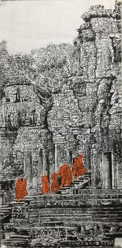马培童日记-新年新作吴哥石窟焦墨画系列作品欣赏，今年春节前后二个多月每天12个小时 ，闭关 【图4】