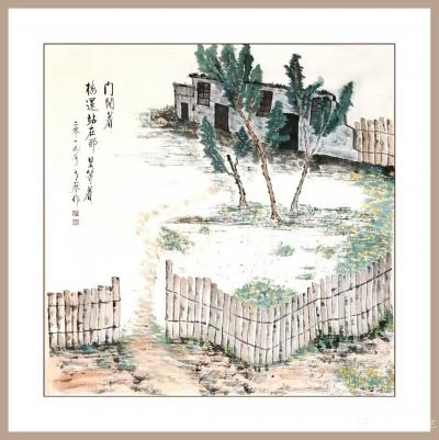 秦发艺日记-门开着，树还在那里等着【老琴表意画】
2019年老琴作于石家庄，表达浓浓的故乡【图1】
