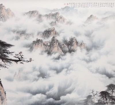 罗树辉日记-国画松树乙亥年新作《松云赞》，尺寸丈二横幅368×144厘米，好友石广生作诗，金【图4】