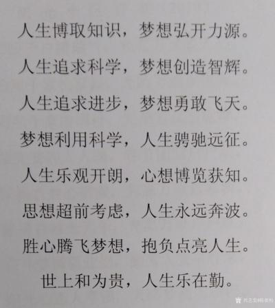 陈祖松日记-人生博取知识，梦想弘开力源。
人生追求科学，梦想创造智辉。
人生追求进步，梦【图1】