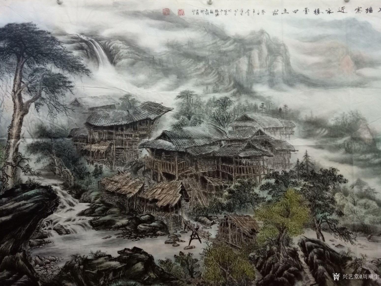 周顺生国画作品《大六尺春暖苗寨》【图3】