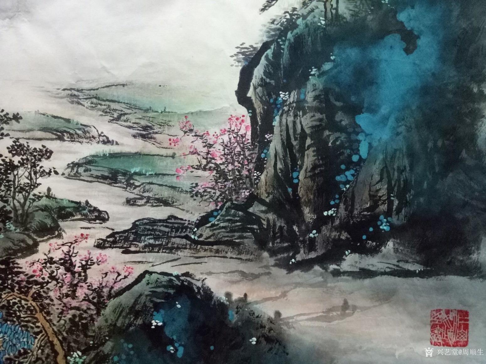 周顺生国画作品《大六尺旭日东升》【图4】