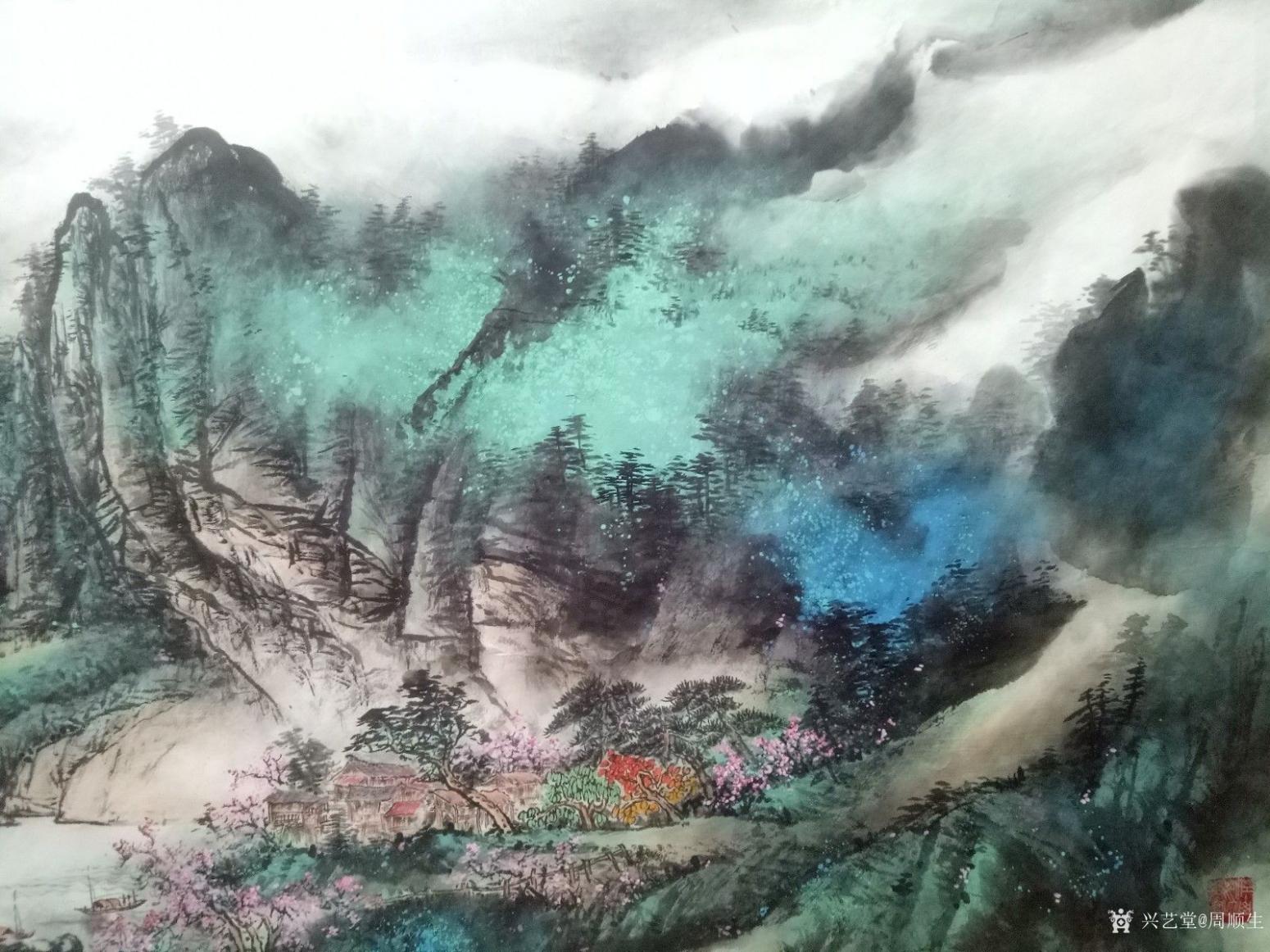 周顺生国画作品《渔舟逐水爱山春》【图0】