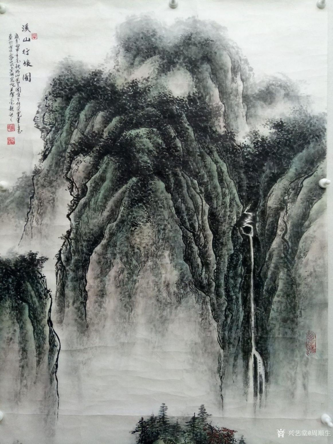 周顺生国画作品《大四尺溪山行旅图》【图0】