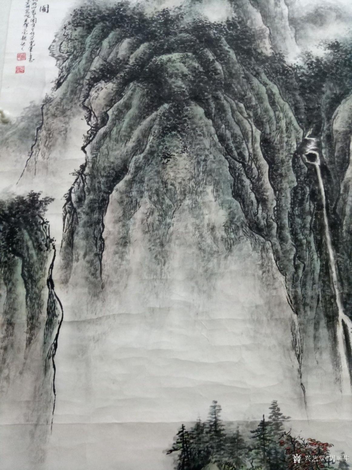 周顺生国画作品《大四尺溪山行旅图》【图1】