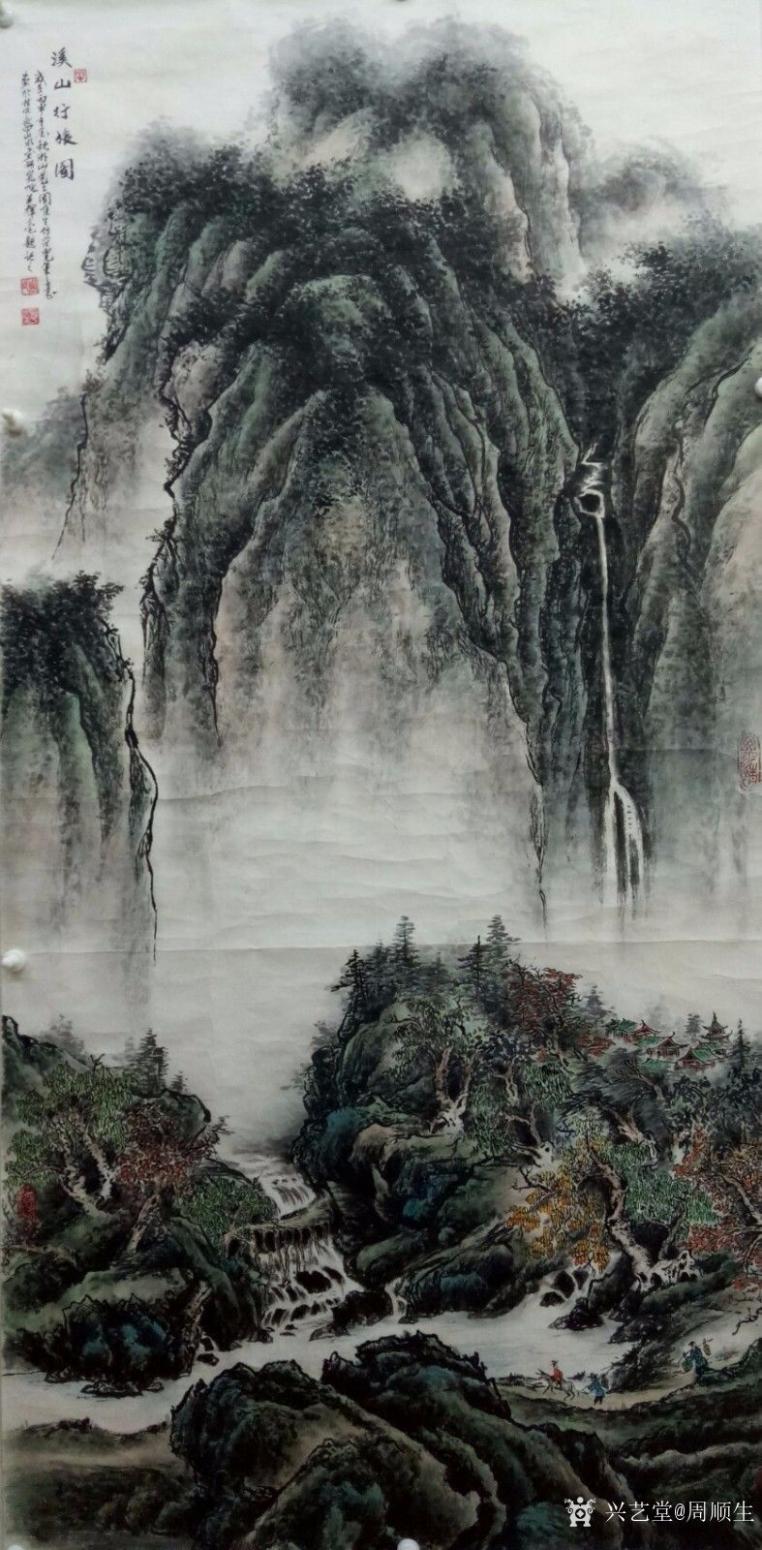 周顺生国画作品《大四尺溪山行旅图》【图3】