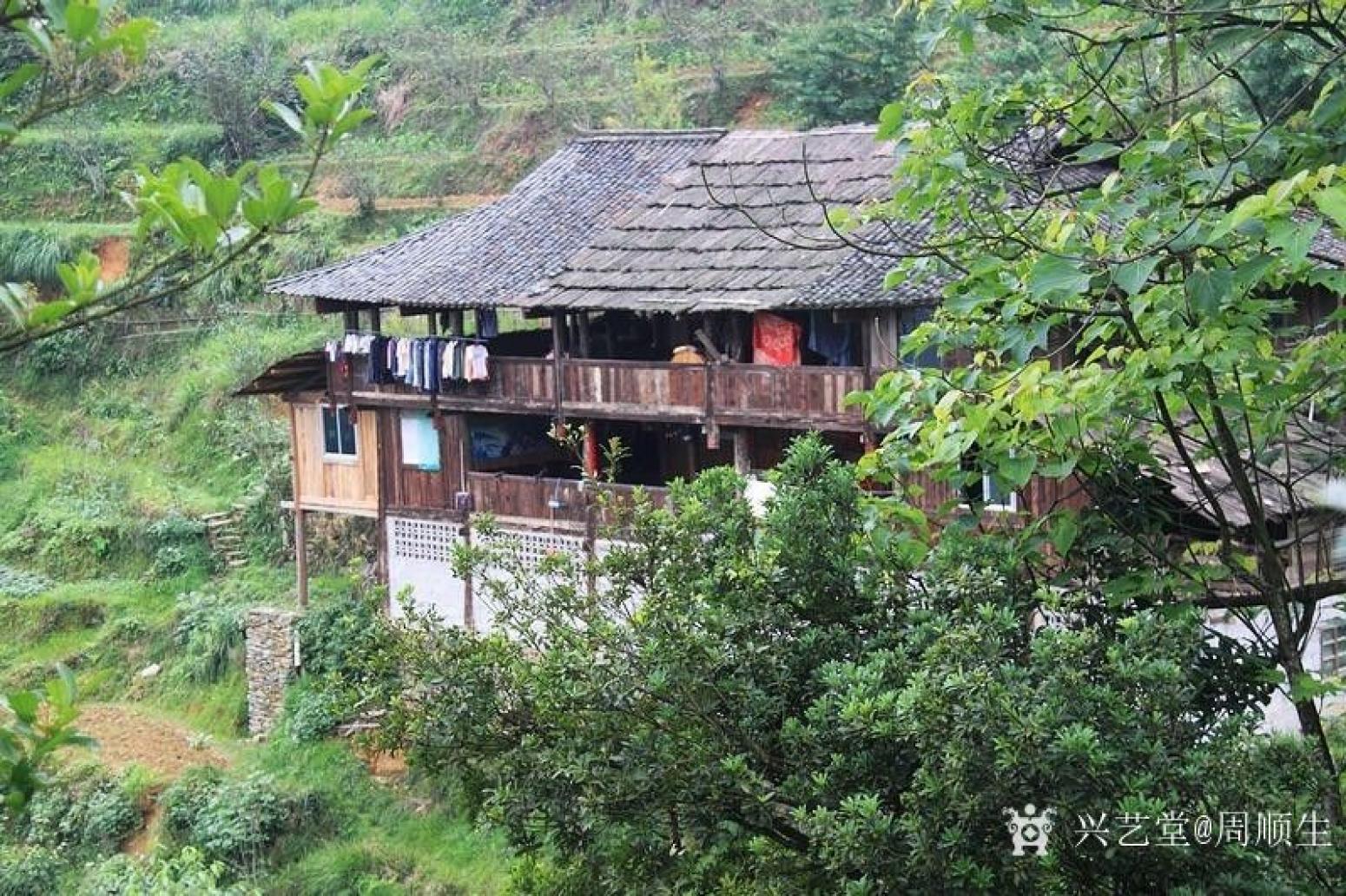 周顺生国画作品《四尺斗方山村清流》【图0】