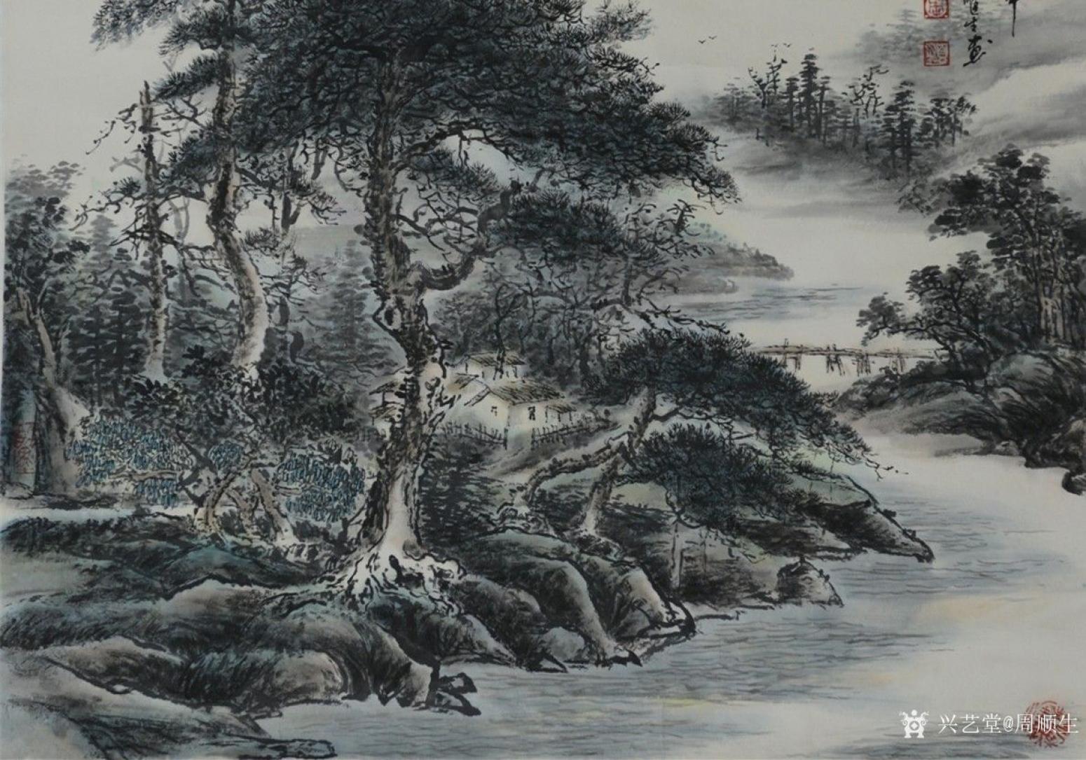 周顺生国画作品《四尺斗方松影风华》【图1】