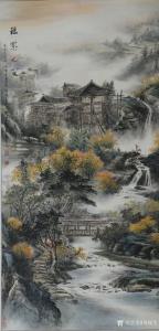 艺术品图片：艺术家周顺生国画作品名称《四尺中堂瑶寨人家秋》价格1688.00 元