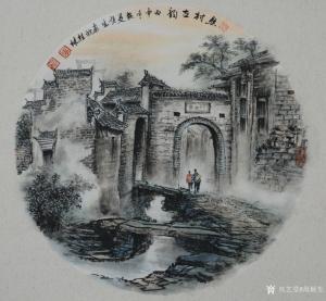艺术品图片：艺术家周顺生国画作品名称《团扇熊村古韵》价格700.00 元