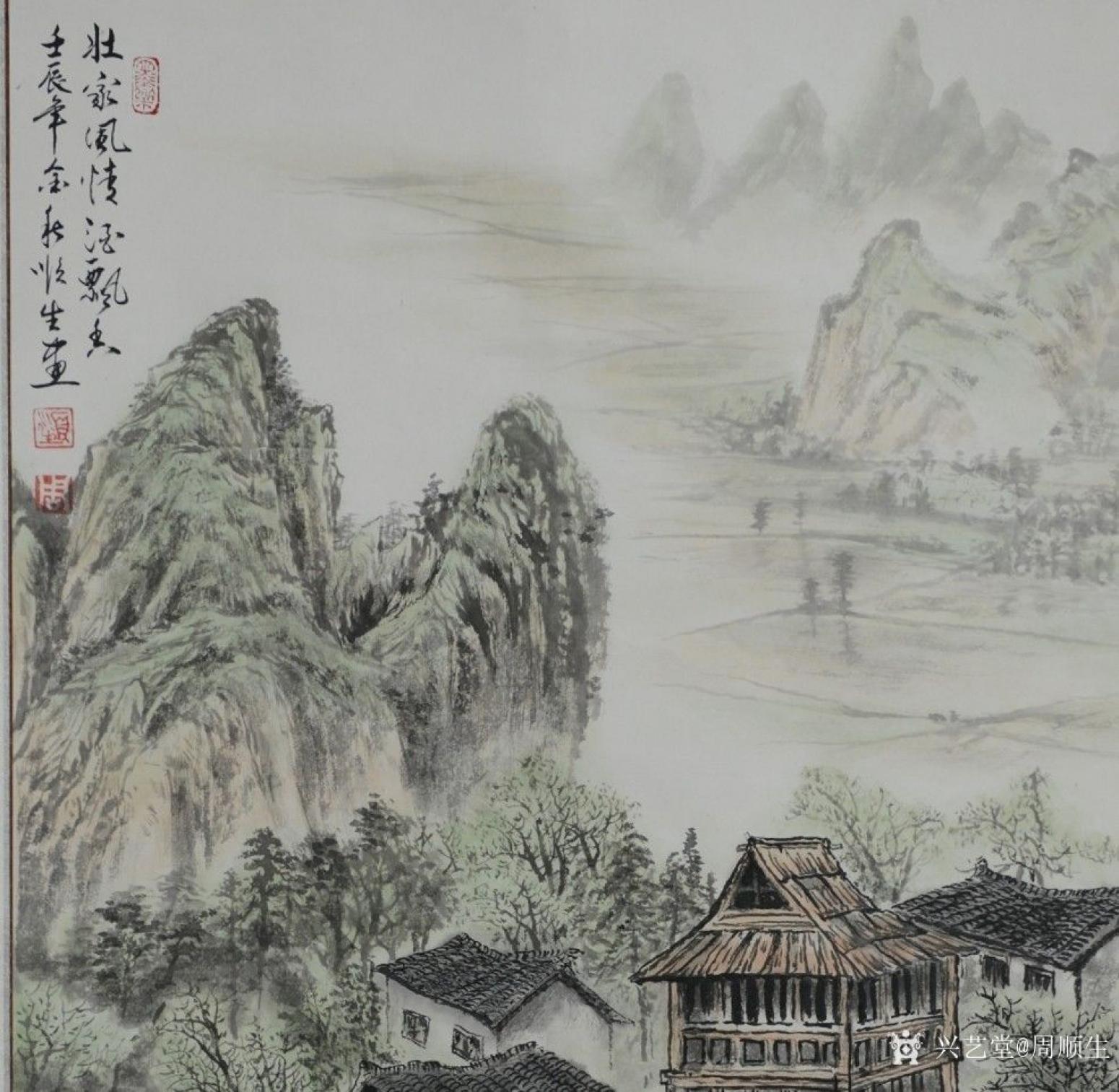 周顺生国画作品《三尺壮家风情酒飘香》【图0】