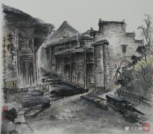 艺术品图片：艺术家周顺生国画作品名称《四尺斗方大圩古镇》价格800.00 元