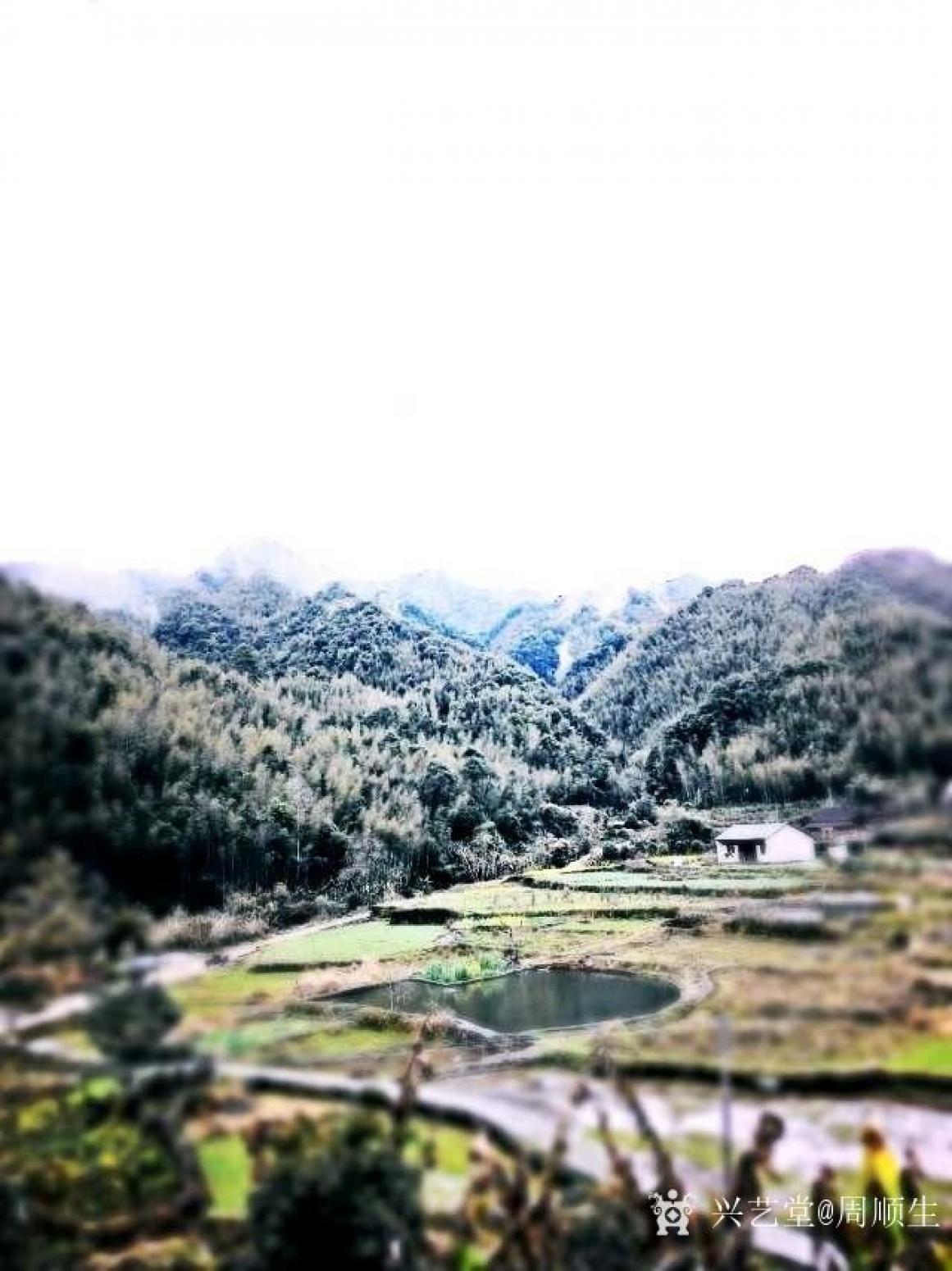 周顺生国画作品《九屋江头村西岭古镇》【图4】