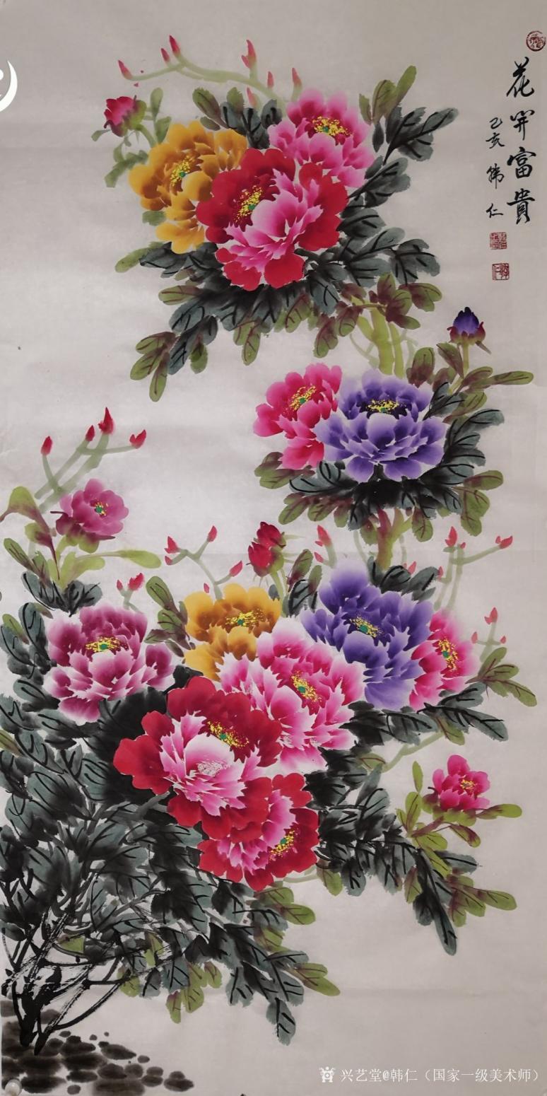 韩仁（国家一级美术师）国画作品《花开富贵》【图0】