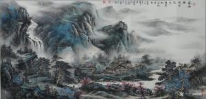 艺术品图片：艺术家周顺生国画作品名称《四尺春山缭绕出溪水》价格1688.00 元