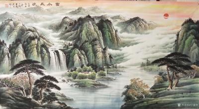 宁建华日记-彩墨山水画三幅《富水长流》尺寸大六尺180×98cm；《万里长城》尺寸小六尺18【图1】