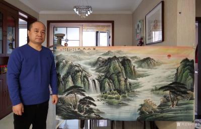 宁建华日记-彩墨山水画三幅《富水长流》尺寸大六尺180×98cm；《万里长城》尺寸小六尺18【图2】