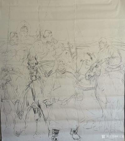 林文通日记-国画人物画“锡林河的黎明” ，规格：200x230cm，正在进行中……分享已经完【图1】