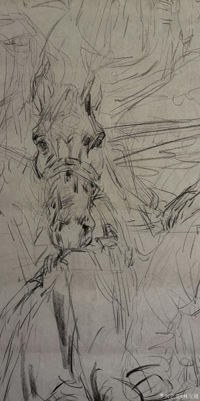 林文通日记-国画人物画“锡林河的黎明” ，规格：200x230cm，正在进行中……分享已经完【图2】