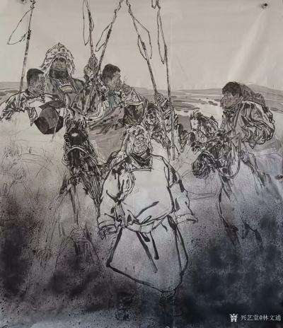 林文通日记-国画人物画“锡林河的黎明” ，规格：200x230cm，正在进行中……分享已经完【图6】