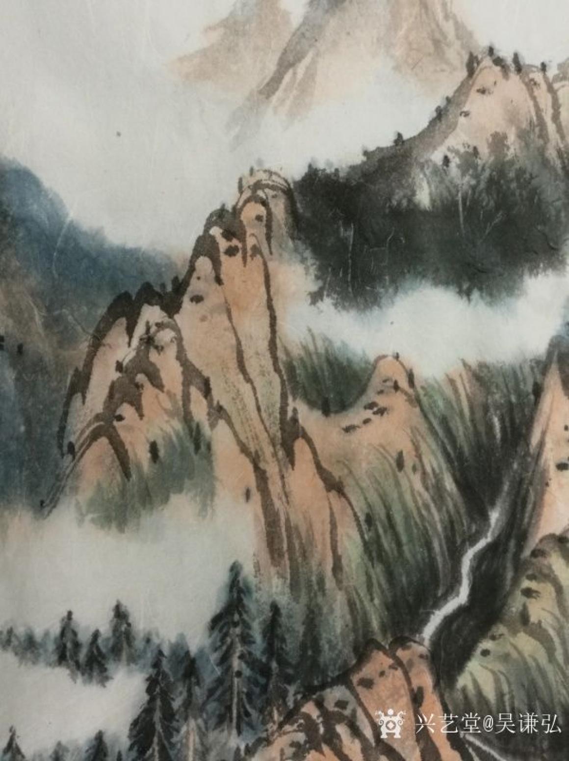 吴谦弘国画作品《山居图-吴谦弘红木绫》【图6】