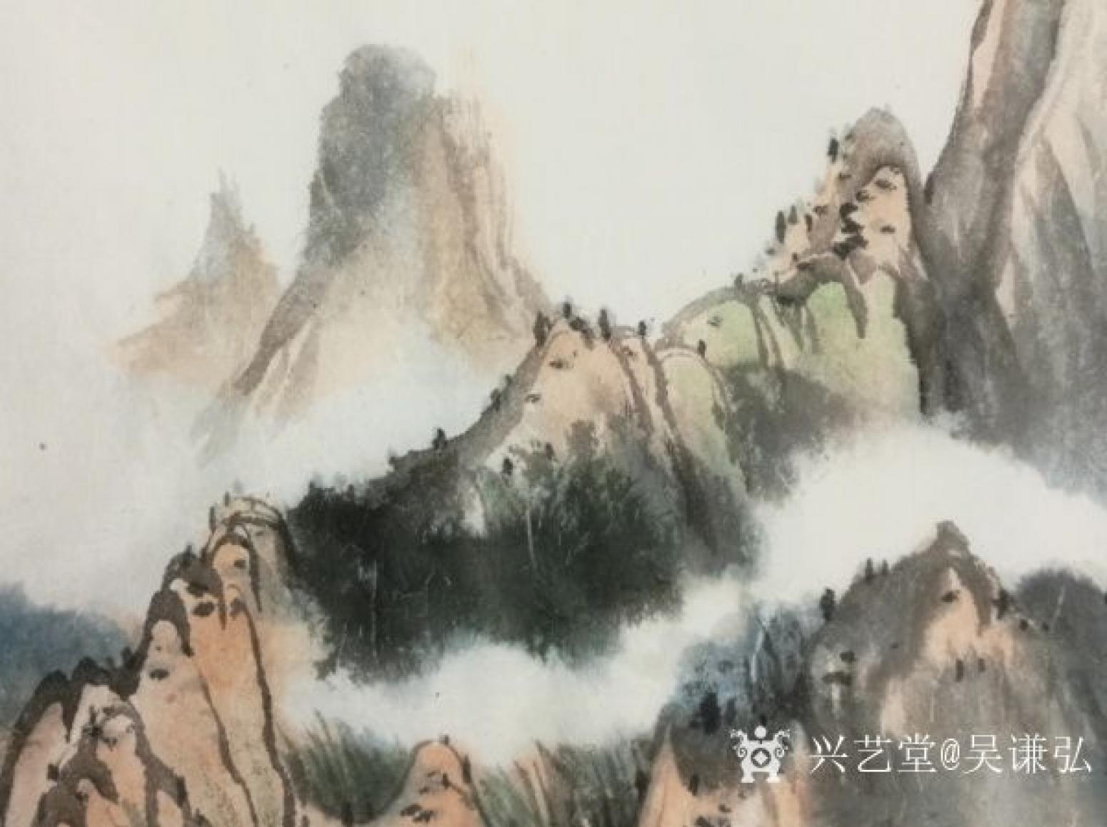 吴谦弘国画作品《山居图-吴谦弘红木绫》【图9】