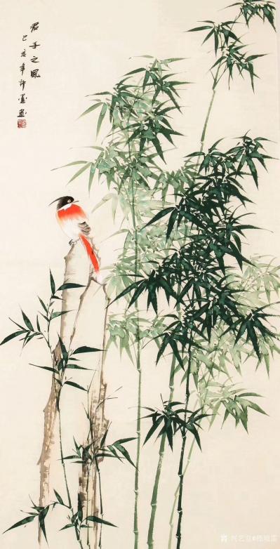 嵇境雷收藏-许墨老师国画花鸟画竹系列作品《竹报平安》《清风雅韵》《君子之风》《清劲高节》，尺【图2】