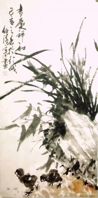 任清宇日记-国画水墨花鸟兰草四幅作品，«风竹幽兰»«吉庆祥和»«清风徐来»«春风满林»，乙亥【图2】