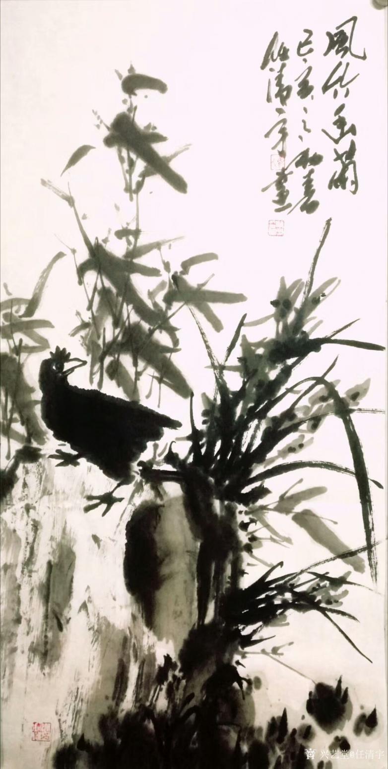 任清宇国画作品《风竹幽兰》【图0】