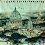 刘应雄日志-欧洲之旅采风写生国画作品之“意大利罗马系列”；《罗马旧址》，【图5】