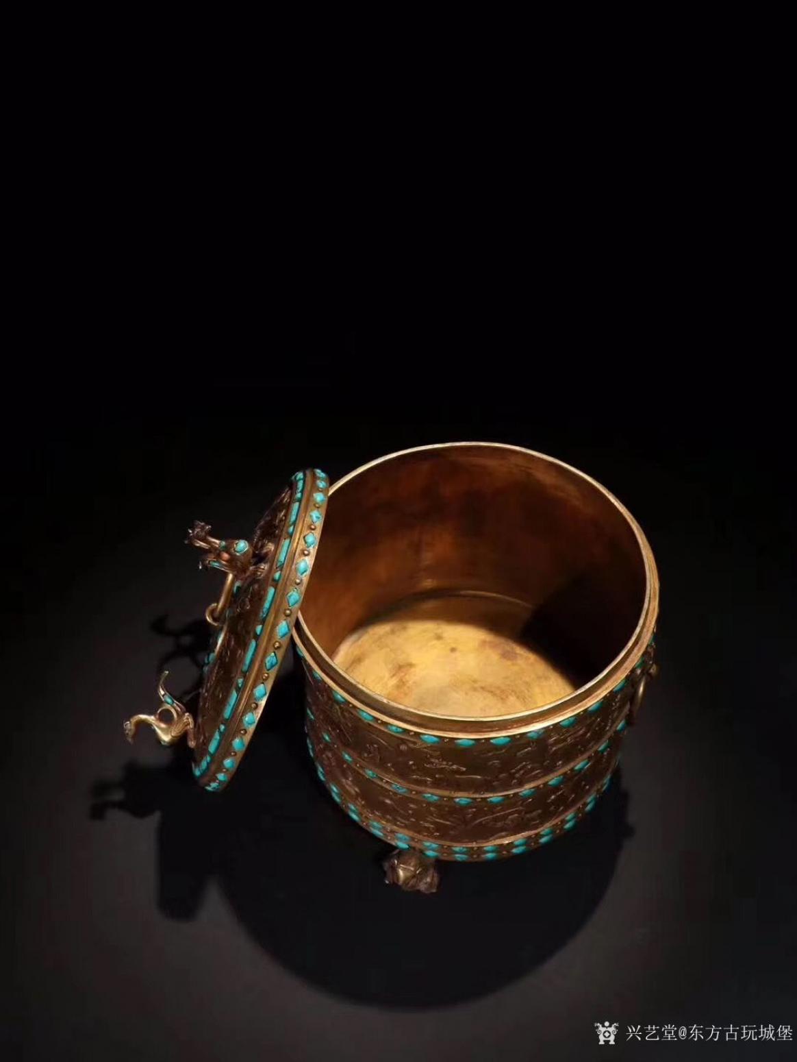 东方古玩城堡文玩杂项作品《铜鎏金带盖凤凰钮香炉》【图2】