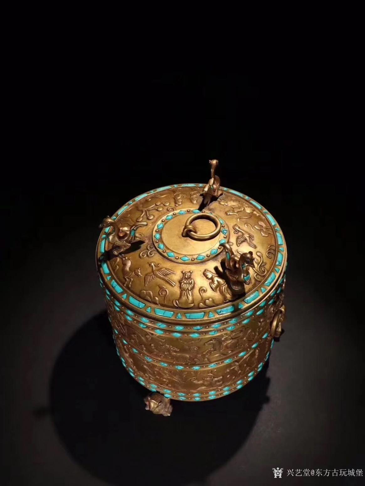 东方古玩城堡文玩杂项作品《铜鎏金带盖凤凰钮香炉》【图3】