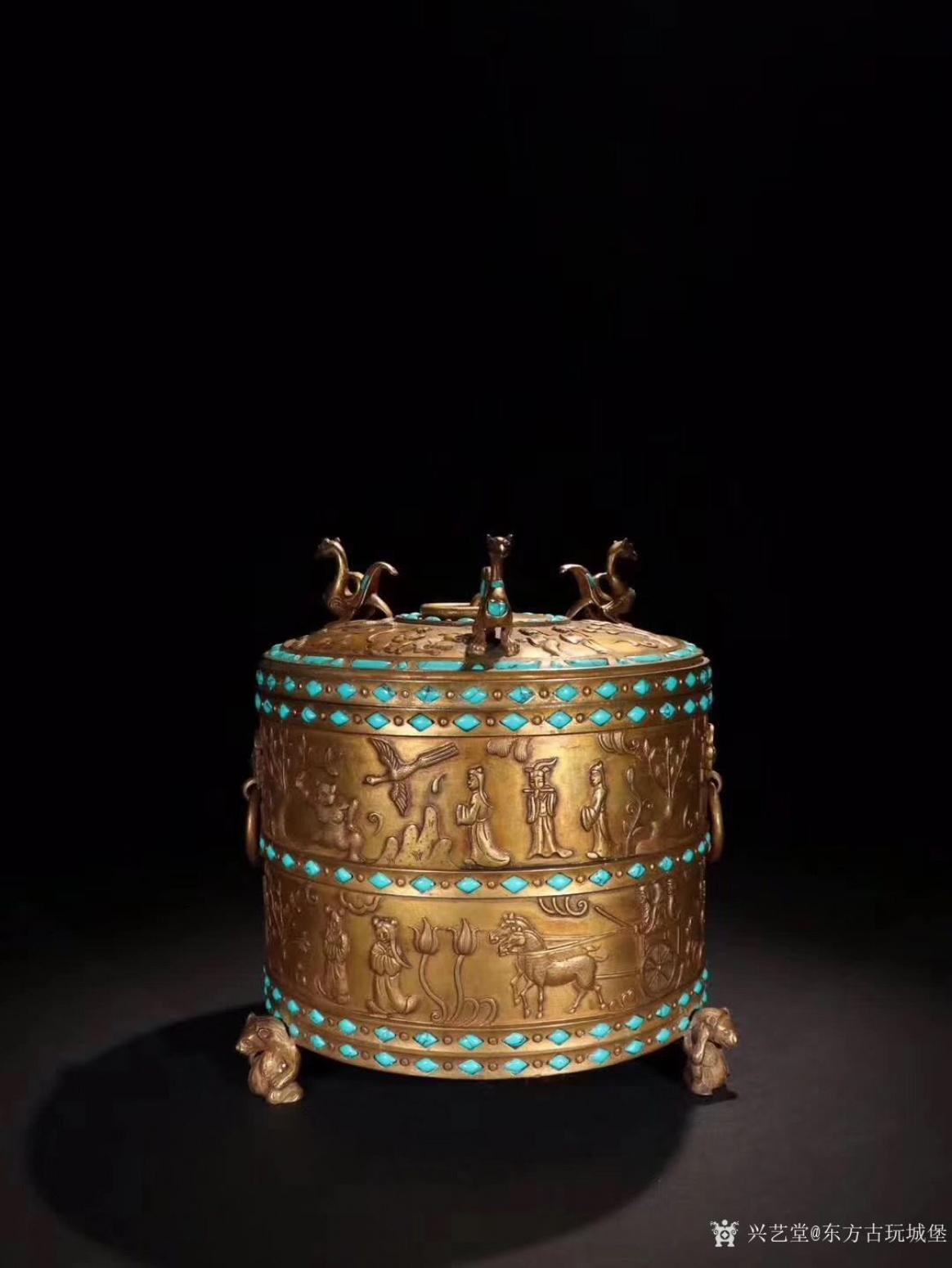 东方古玩城堡文玩杂项作品《铜鎏金带盖凤凰钮香炉》【图5】