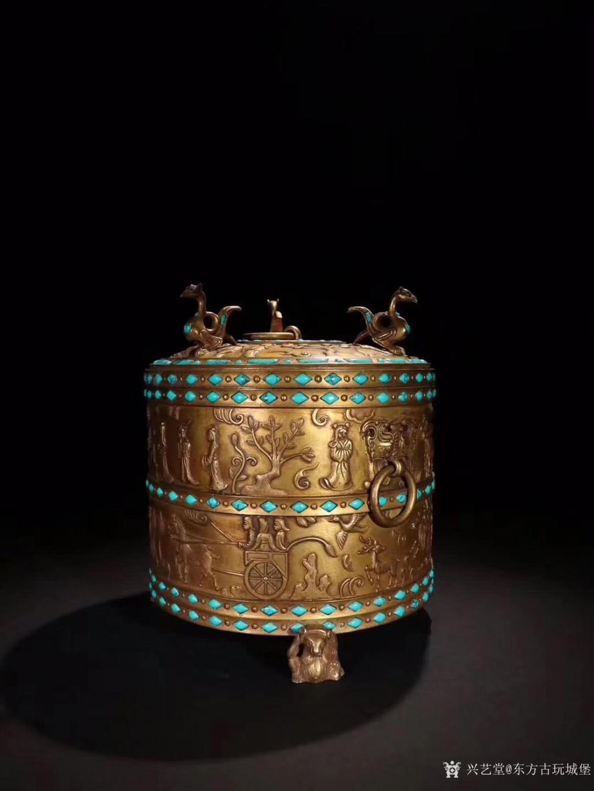 东方古玩城堡文玩杂项作品《铜鎏金带盖凤凰钮香炉》【图6】