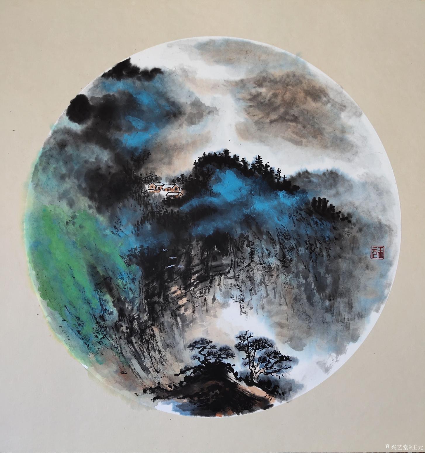 王元国画作品《泼彩山水》【图0】