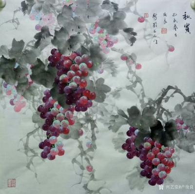卢俊良日记-四尺斗方国画葡萄新作品一组，《岁月静好》《秋实》《秋趣》《硕果飘香》，68x68【图4】
