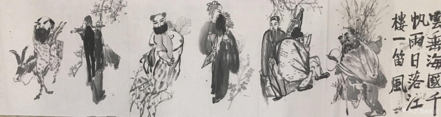 冰点国画作品《山水人物条屏》【图3】