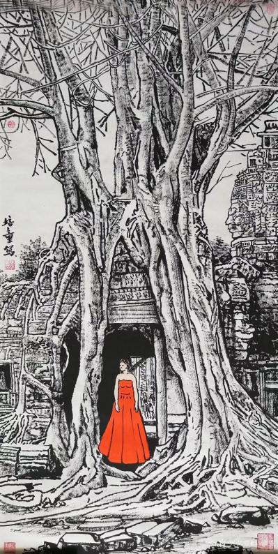 马培童收藏-刘曦林评价马培童石窟写生焦墨画作品。
  马培童的石窟写生，是通过他眼观的现实【图5】