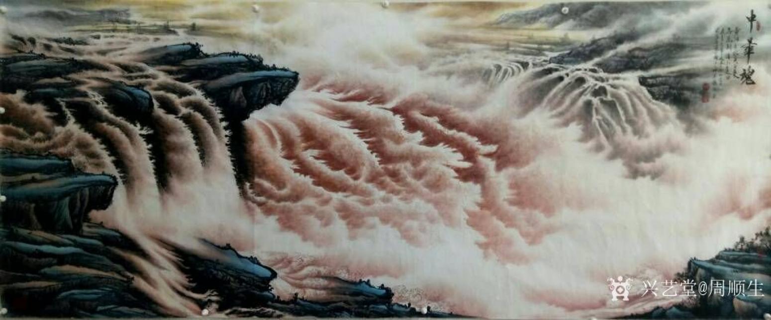 周顺生国画作品《八尺中华魂》