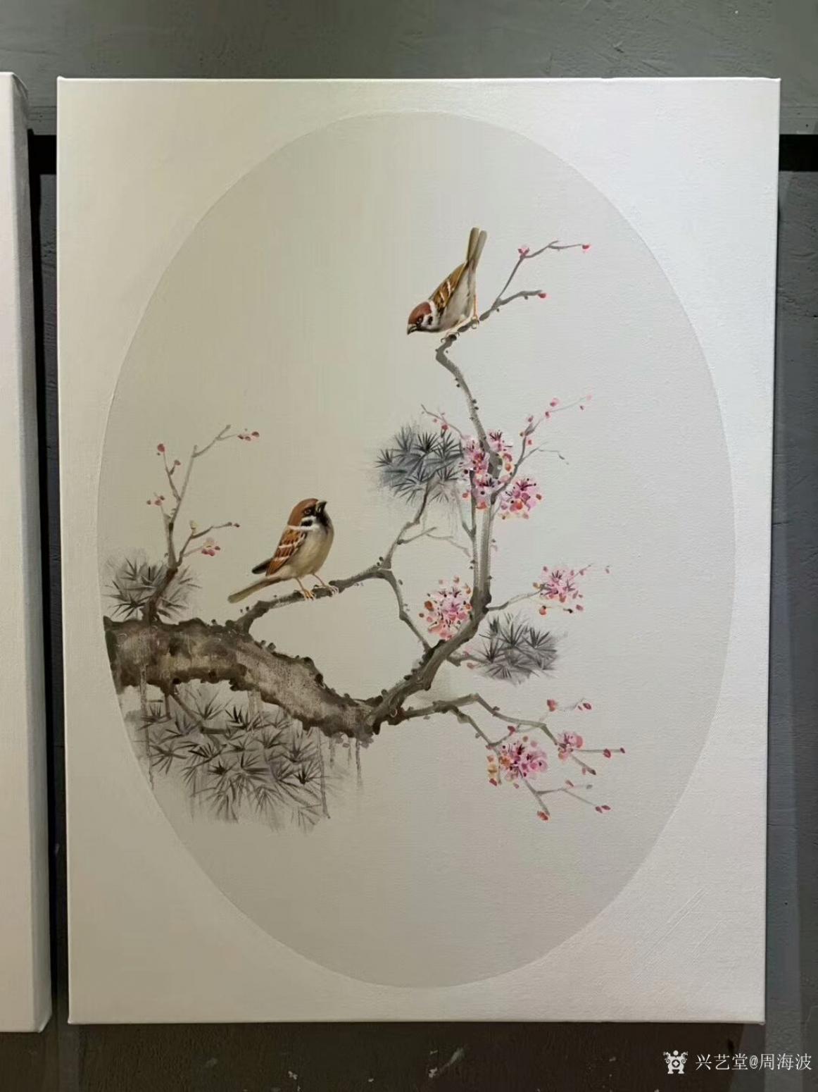 周海波油画作品《新中式油画花鸟3联画》【图2】