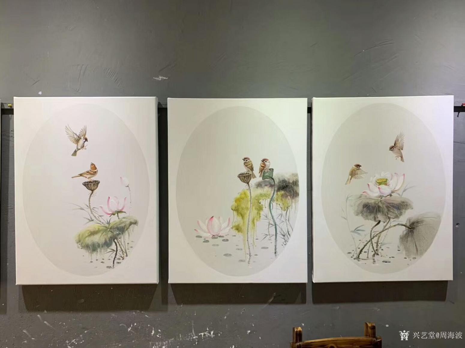 周海波油画作品《新中式油画花鸟画套2》【图0】