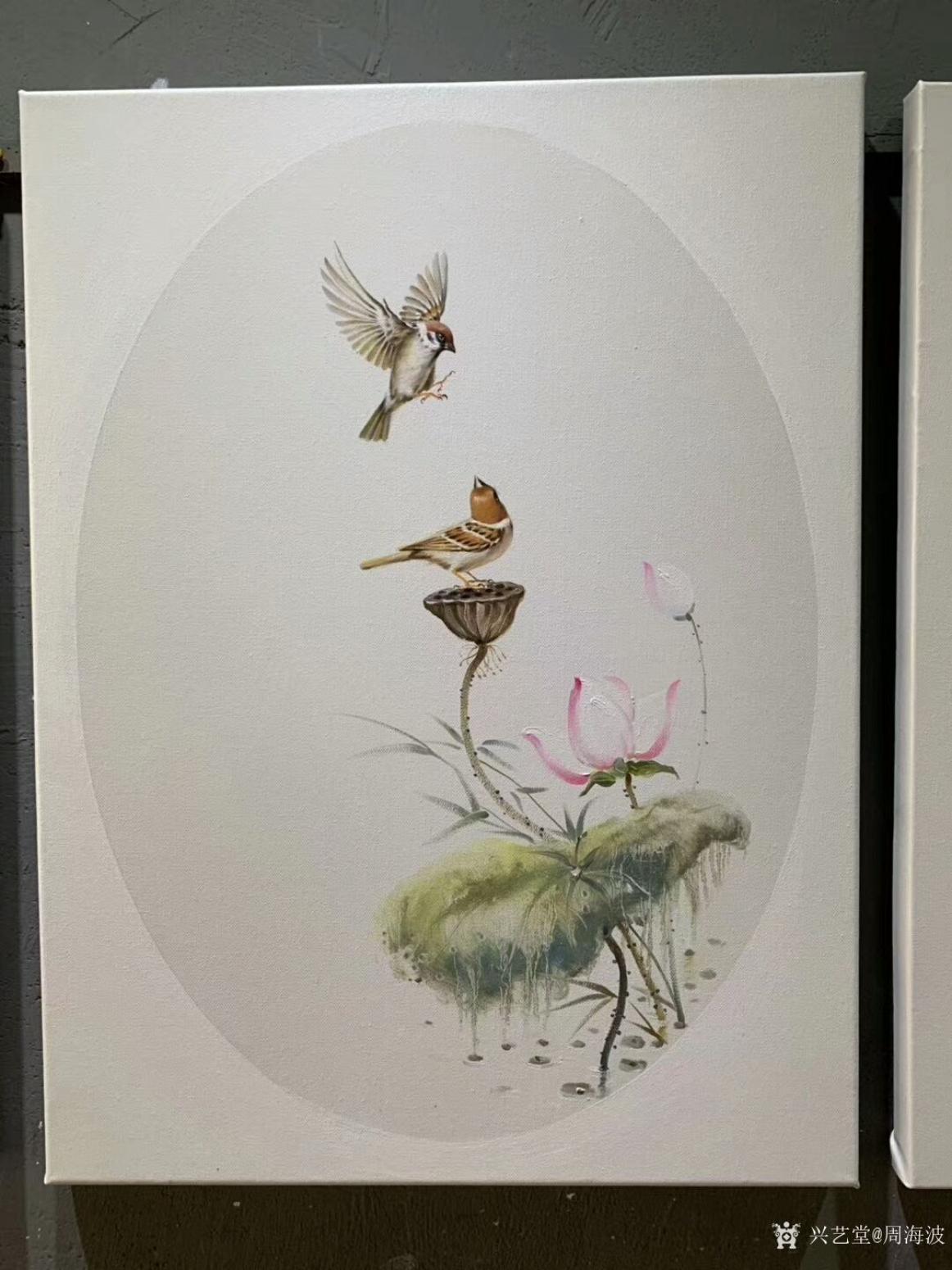 周海波油画作品《新中式油画花鸟画套2》【图1】