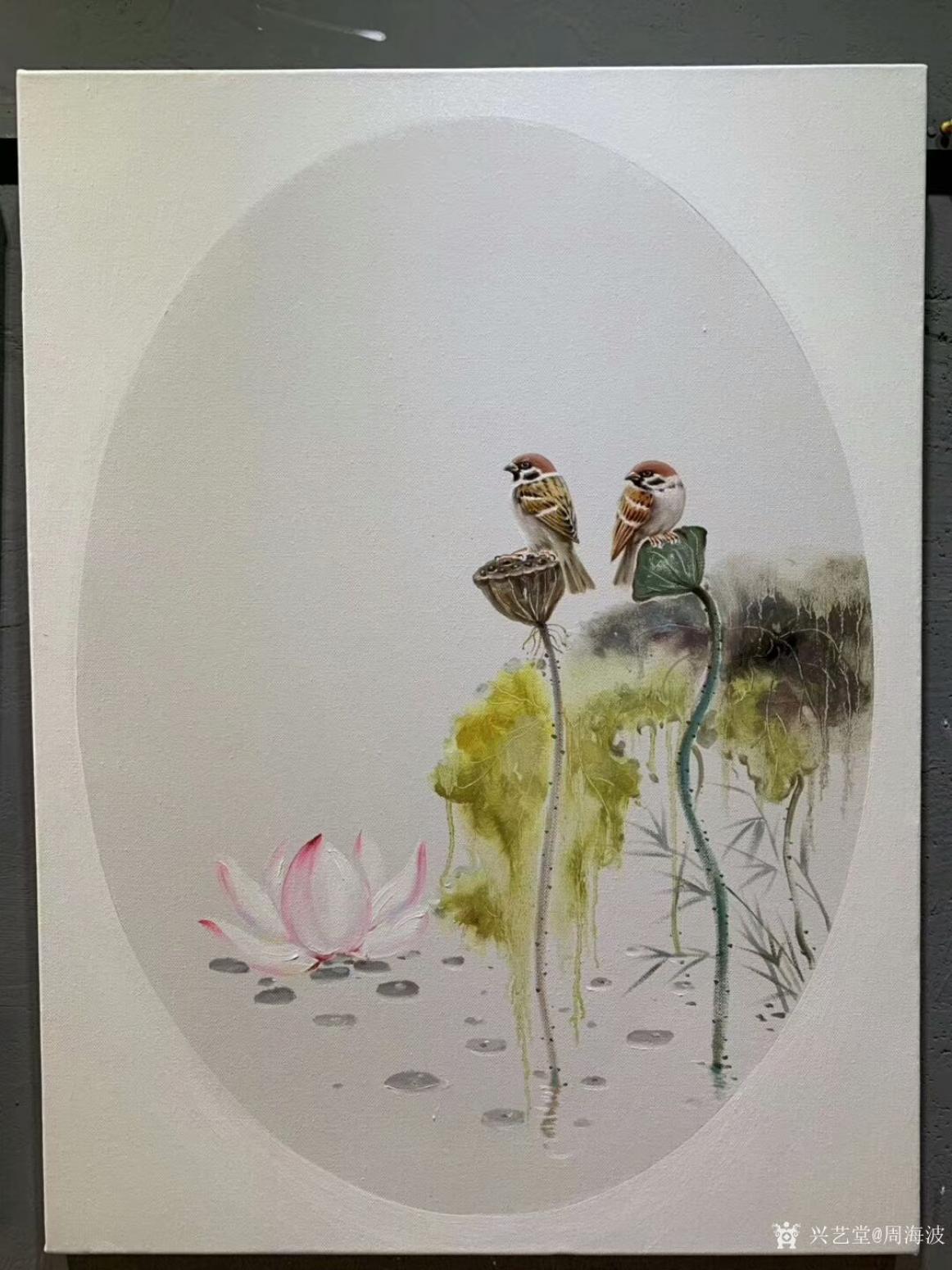 周海波油画作品《新中式油画花鸟画套2》【图2】