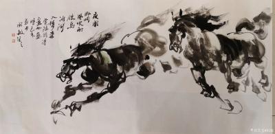 阎敏日记-童心未泯，快乐前行！祝大家六一儿童节快乐哦！
  做国画“骏马图”四尺斗方一幅【图2】